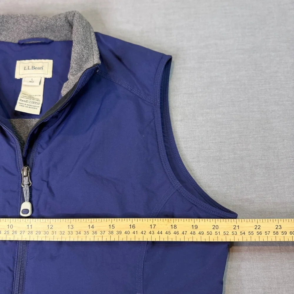 L.L. Bean Full Zip Fleece‎ Lined Vest Womens Large Blue Excellent 228950